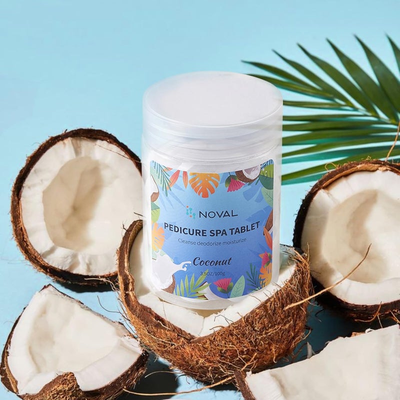 NOVAL Pedicure Spa Tablet - Fast Dissolving, Gentle & Portable Foot Soak for Softening Calluses & Hydrating Skin, Tiny Travel Size, Coconut Scent - Image 5